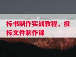 标书制作实战教程，投标文件制作课