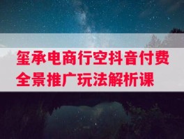 玺承电商行空抖音付费全景推广玩法解析课