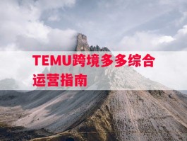 TEMU跨境多多综合运营指南