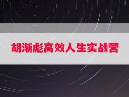 胡渐彪高效人生实战营