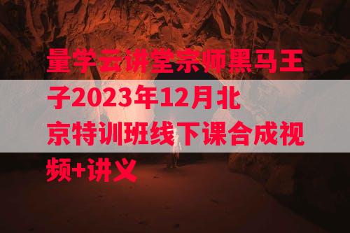 量学云讲堂宗师黑马王子2023年12月北京特训班线下课合成视频+讲义