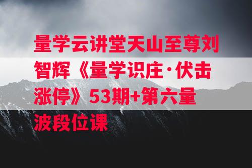 量学云讲堂天山至尊刘智辉《量学识庄·伏击涨停》53期+第六量波段位课