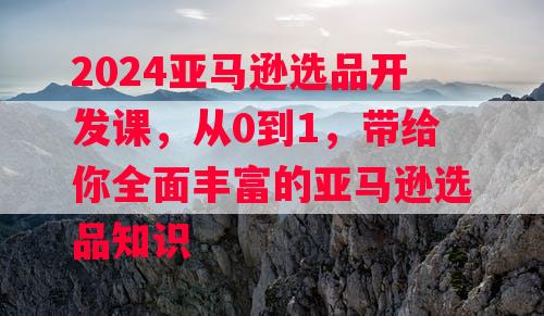 2024亚马逊选品开发课，从0到1，带给你全面丰富的亚马逊选品知识