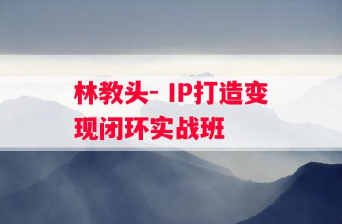 林教头- IP打造变现闭环实战班