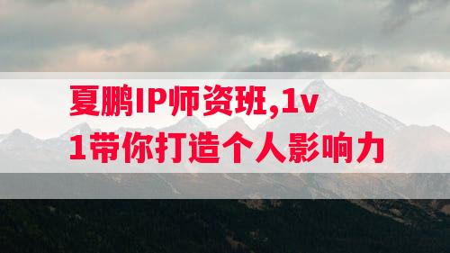 夏鹏IP师资班,1v1带你打造个人影响力